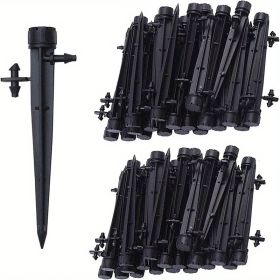 20pcs/50pcs Drip Emitters Perfect For 4/7mm Tube PE Pipe; 8 Holes; Adjustable 360 Degree Water Flow Irrigation Drippers On Stake For Flower Bed; (Color: BLACK, Quantity: 20pcs)