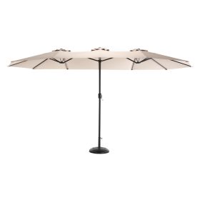 14.8 Ft Double Sided Outdoor Umbrella Rectangular Large with Crank ( khaki )(No Base) (Color: Khaki)